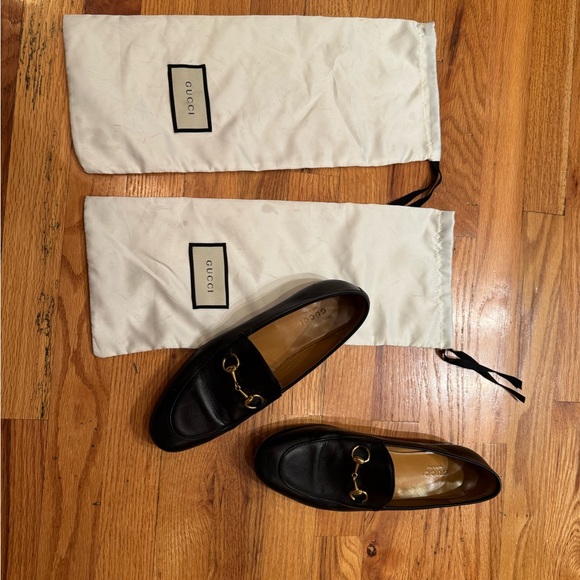Gucci Jordaan Women Black Leather Horsebit Loafers Size 37.5 - Picture 3 of 12